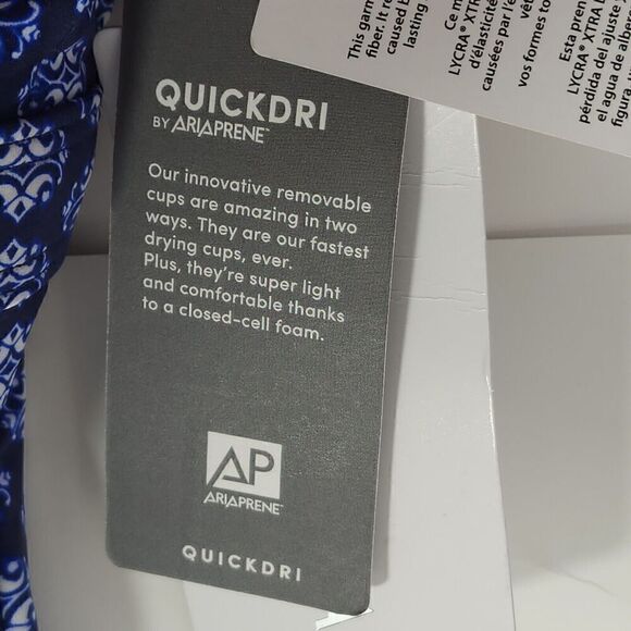 Athleta Tangier High Neck Tankini Top 32D /DD Blue Open Back Underwire Swimwear - Picture 10 of 12